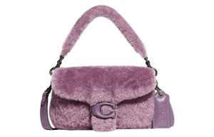 COACH Подушка из овчины портативная сумка кроссбоди через плечо малого размера женская фиолетовая