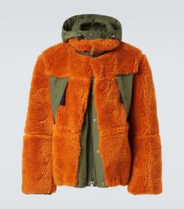 Куртка из смеси шерсти и холста Sacai, Orangexkhaki