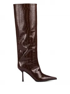 Ботинки Bella с острым носком и тиснением под крокодила, 90 мм Le Silla, коричневый