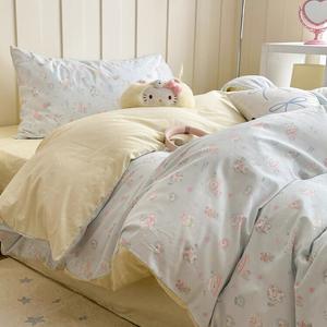 MUJI Комплект постельного белья 4 предмета, 150 см, пододеяльник 200x230 см, простыня, наволочки, цвет Adorable puppy