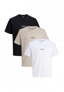 Футболка Jack & Jones 3ER PACK SOHO, Weiß Schwarz Beige/Beige