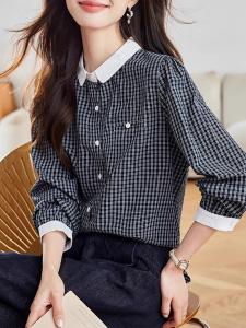 Женская блузка в клетку Doux Belle, цвет Navy