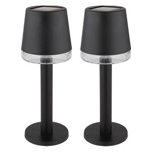 Globo Lighting Светодиодный уличный светильник на солнечных батареях, настольная лампа, черный, комплект из 2 штук