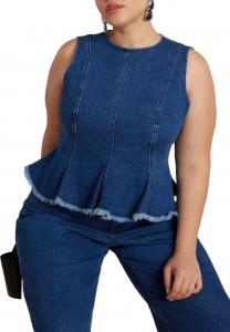 Женский джинсовый топ с баской больших размеров ELOQUII, Dark wash