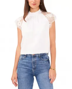 Женский топ с кружевными рукавами Vince Camuto, белый