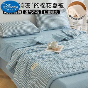 Disney Одеяло 100х150 см, хлопок Синьцзян, синяя мелкая клетка, для детей
