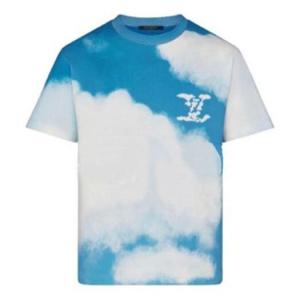 Футболка lv heaven on earth blue sky white clouds for men blue Louis Vuitton, голубой