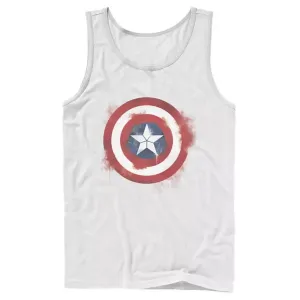 Мужская майка с графическим принтом "Капитан Америка" в стиле размытого щита Licensed Character, белый