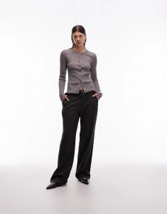 Мужские брюки ASOS DESIGN с низкой посадкой серого цвета в тонкую полоску