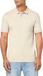 BOSS Мужская поло с квадратным логотипом, приталенная, пике, Stone Beige