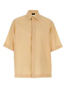 Рубашка с жаккардовым логотипом FF Fendi, нейтральный