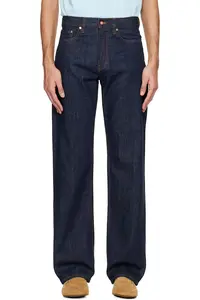 Casablanca Темно-Синие джинсы с кромкой и вышитым лавровым венком