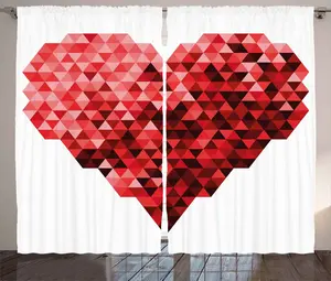 Штора ABAKUHAUS бордового цвета в деревенском стиле, Future Modern Heart, универсальные ленточные шторы для гостиной с петлями и крючками, 280 x 175 см, рубиново-красный Abakuhaus