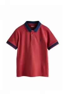 Рубашка-Поло с коротким рукавом, стандартного кроя, воротником в полоску. Next, Rust Navy