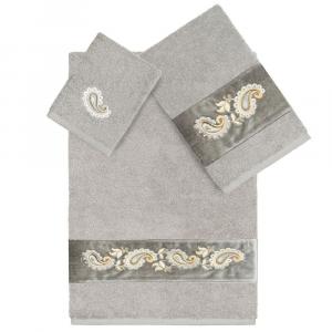Linum Home Textiles Турецкий хлопок Mackenzie Набор украшенных полотенец из 3 предметов, цвет Light Gray