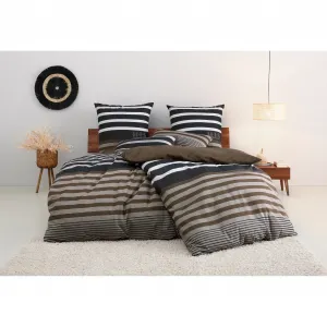 Постельное белье H.I.S» Майоран в размере. 135x200, 155x220 или 200x200 см", постельное белье в полоску разного качества, коричневый