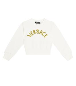 Детская хлопковая толстовка с логотипом Versace Versace, белый