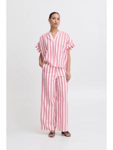 ICHI Повседневные брюки IHLOLIA стандартного кроя в ярко-розовую/белую полоску