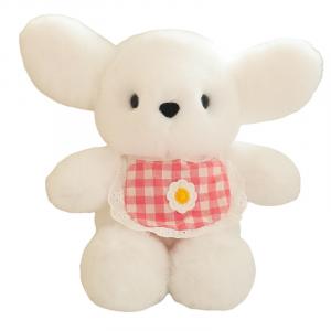 Плюшевая кукла милый щенок в слюнявчике 30см/40см высота MLING, белый/розовый