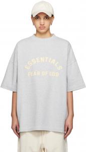 Серая футболка с круглым вырезом Fear Of God Essentials, цвет Light heather grey