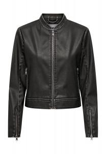 Куртка из искусственной кожи, воротник стойка, карманы на молнии, женская ONLY, черный