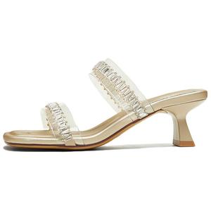 Кожаные лоскутные тапочки-слайды женские BASTO, Beige