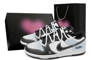 Dunk Mist White, Heart Box устойчивые к истиранию низкие кроссовки для скейтбординга Unisex Nike, черный/синий
