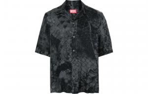 S-Bristol рубашка в стиле боулинг с абстрактным принтом DIESEL, черный