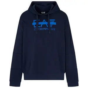 Худи EA7 EMPORIO ARMANI Train Logo Series Copl Logo Barred, синий