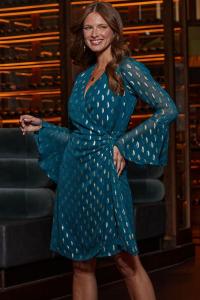 Платье из жаккарда с завязкой на талии Sosandar, синий