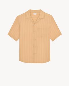 Рубашка из полосатого шелка SAINT LAURENT, бежевый