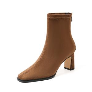 YAFEI XUANYU Коричневые женские ботильоны на каблуке 7 см, цвет Brown