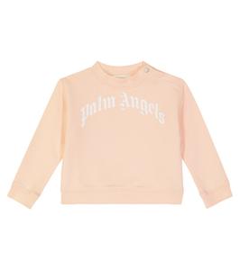 Толстовка из хлопкового джерси с логотипом baby Palm Angels Kids, розовый