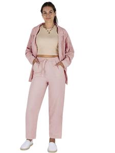 Женская муслиновая блузка-рубашка с длинными брюками розового цвета Janice