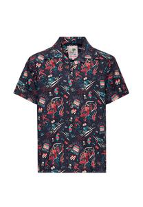 Рубашка с короткими рукавами и принтом в стиле рокабилли-дьявол по всей поверхности King Kerosin, черный