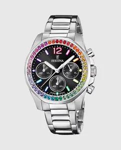 F20606/3 Женские часы Boyfriend из серебряной стали Festina, серебряный