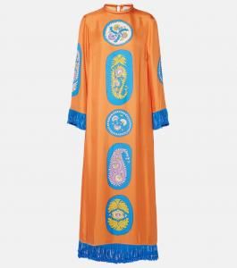 Шелковое платье миди Luis Alémais, Tangerine