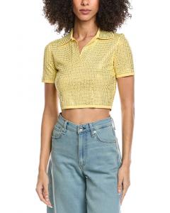 Укороченная рубашка-поло Sandro со стразами, желтый