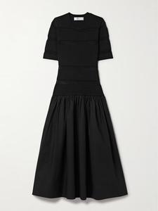 Платье миди из эластичного трикотажа и хлопка со вставками Devon Sea, черный