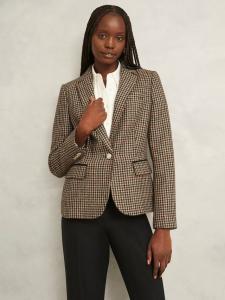 Пиджак Adeline из чистой шерсти в клетку Houndstooth Hobbs, Brown/Multi