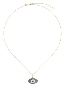 Колье Puffy Evil Eye из желтого золота с бриллиантами и изумрудом Sydney Evan, золотой