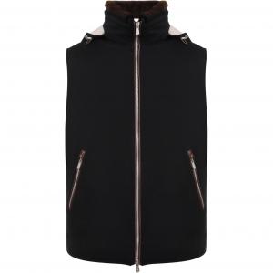 Шерстяной жилет с капюшоном Brunello Cucinelli, черный