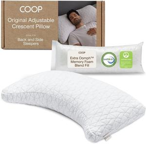Coop Home Goods Регулируемая подушка Coop Home Goods Crescent средней жесткости для сна на спине и боку Crescent White