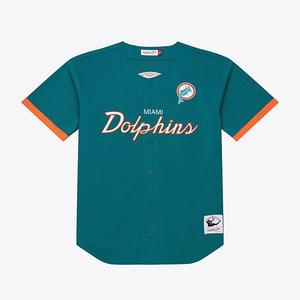 Мужская модная джерси Miami Dolphins с сетчатыми вставками и пуговицами Mitchell & Ness