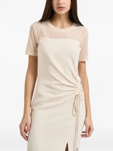 Платье со сборками и разрезом Patrizia Pepe, бежевый