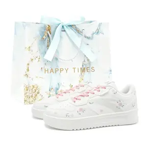 Расслабленные устойчивые к истиранию дышащие низкие кроссовки для скейтборда women's ANTA, белый/розовый