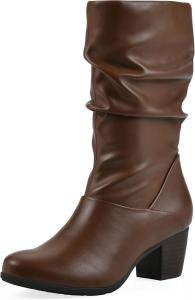 CLIFFS BY WHITE MOUNTAIN Ботинки до середины голени с блочным каблуком, сборками и мягкой подкладкой White Mountain Women's Angelie