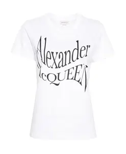 Футболка с круглым вырезом и принтом спереди Alexander Mcqueen, белый