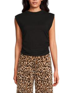 Укороченный топ из джерси с рюшами Renee C., черный