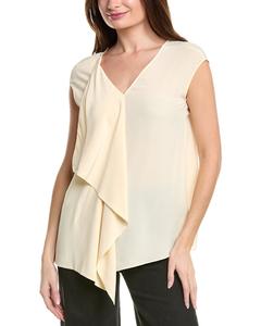 Lafayette 148 New York Асимметричная блузка из шелка трансформер, Tan